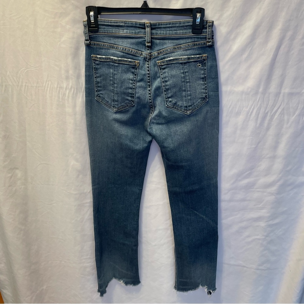Rag & Bone Nina High Rise Ankle Flare Jeans Denim Straight Leg Raw Hem Frayed 25 - Picture 5 of 16
